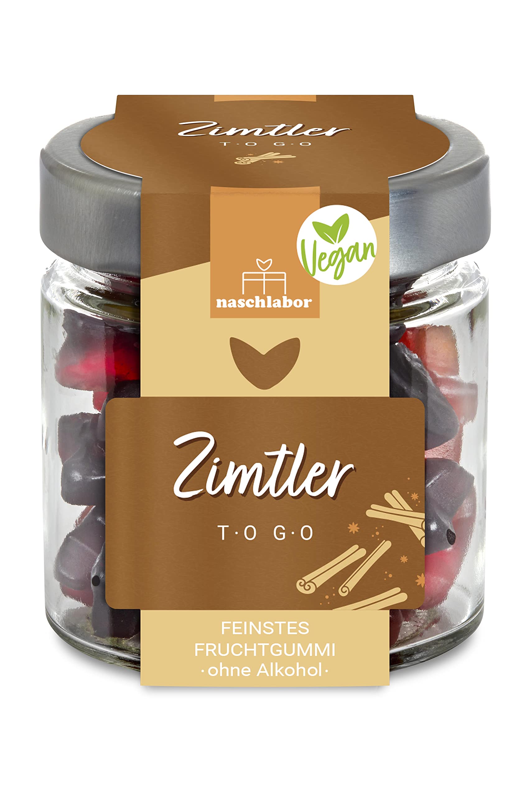 8 Stück Alkoholfreie u. hochwertige Weihnachts-Fruchtgummi 120g | Zimtler To Go vegan | süßes, veganes Feinkost-Geschenk zu Weihnachten | Große Verpackung