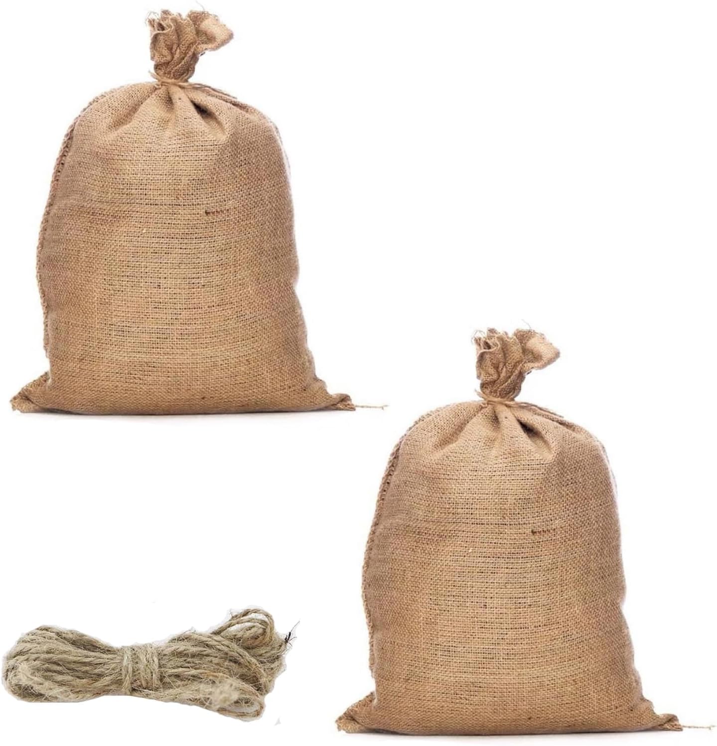2 Pack Burlap Sacks 18.5" x 27.5",High-Density Natural Jute Potato Sacks with Rope | Reusable Plant Grow Bags for Gardening, Root Vegetables, Food Storage & Outdoor Games