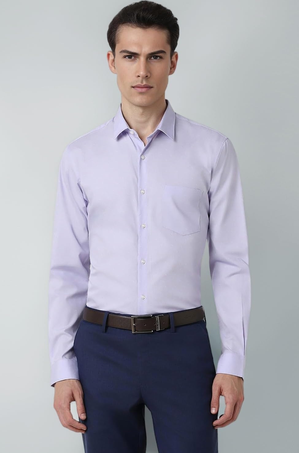 Peter England Men's Cotton Slim Fit Ditsy Printed Full Sleeve Shirt