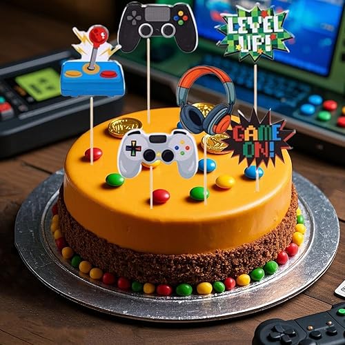 Miniatura 6 de 12 adornos para cupcakes de videojuegos, decoración de pastel de feliz cumpleaños para fiestas temáticas de juegos o suministros de fiesta de