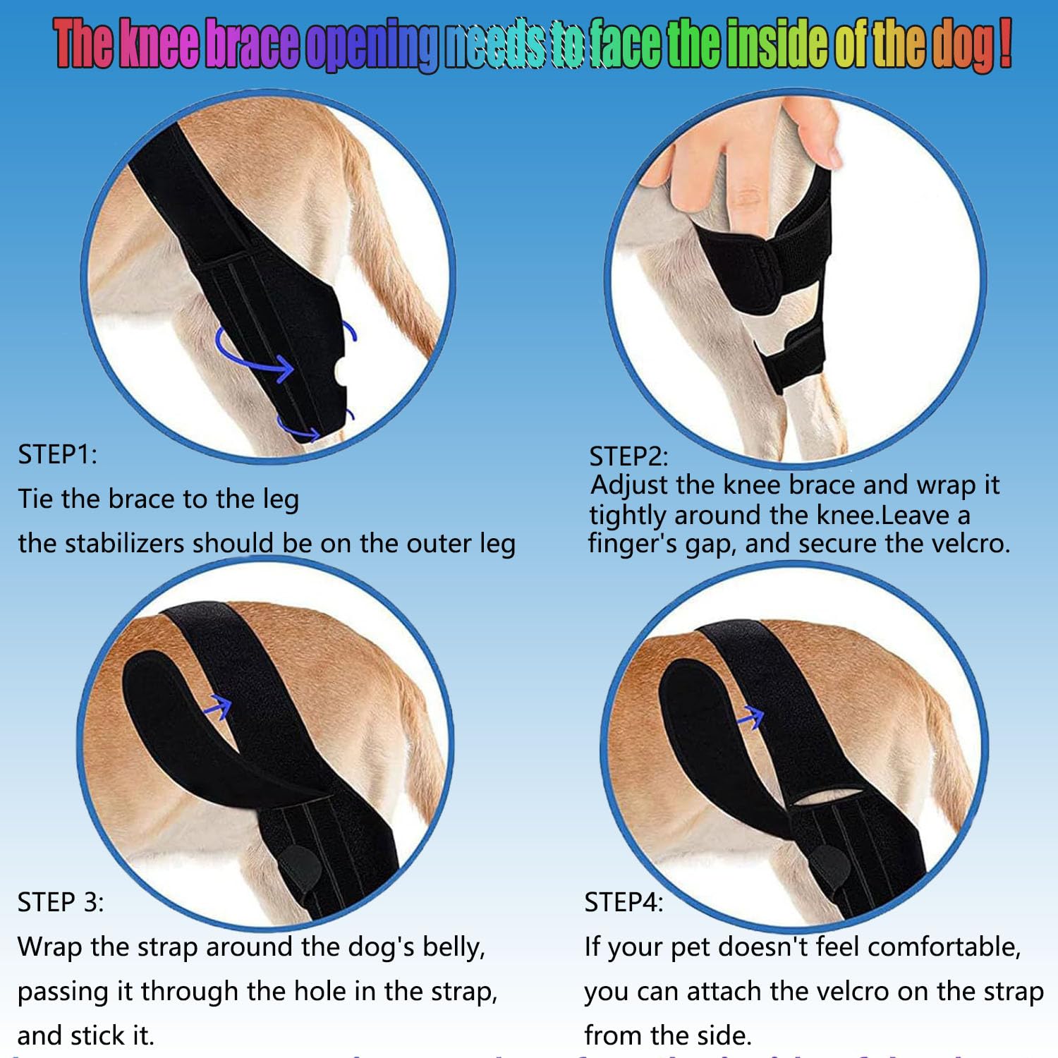 WADY Dog Knee Brace for Hind Leg Dog Knee Brace for Wound Injury and Sprain Healing of Arthritis for Torn ACL Front Leg Cruciate Ligament Support for Cocker Spaniel Yorkie - Image 3