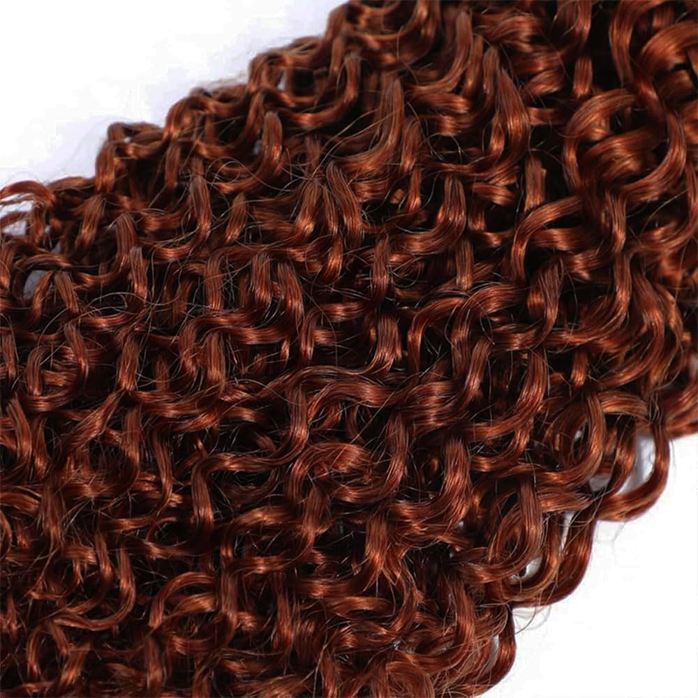 Reddish Brown Human Hair Bundles Curly Wave 30 32 34 Inch #33 Copper Red Bundle Human Hair Extensions 50 Gram Per Bundle 150g Total Unprocessed Brazilian Virgin Hair