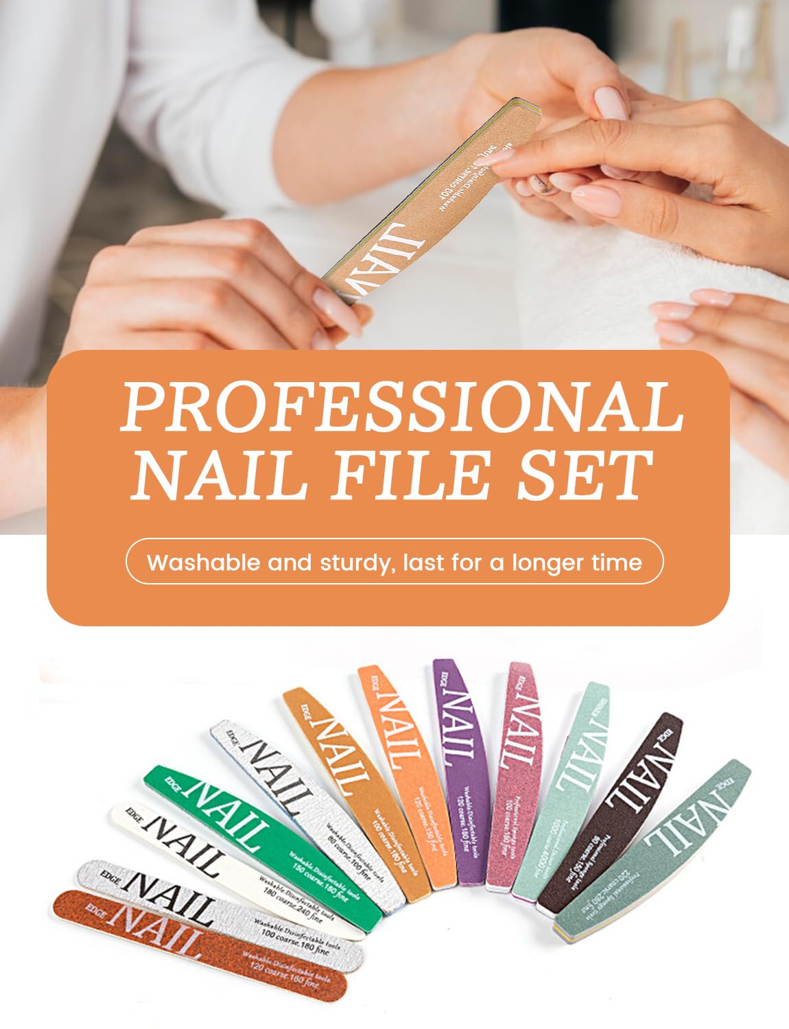 Lime à ongles et polissoir, lot de 12 limes à ongles et blocs polissoirs pour ongles naturels, ongles en acrylique et en gel
