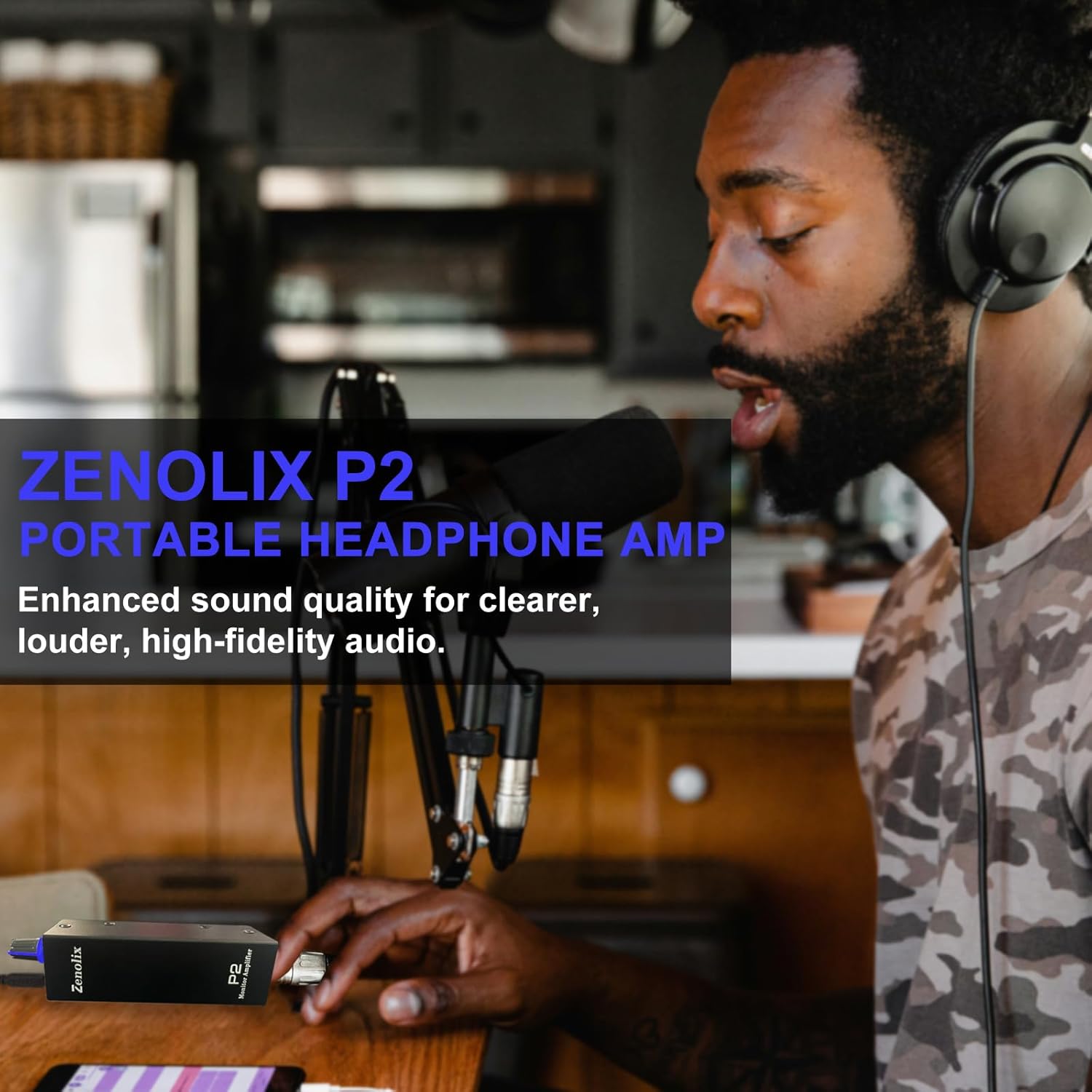 P2 Portable In Ear Monitor Amplifier, Headphone Amp with XLR/TRS Inputs 3.5mm Output, Enhanced Sound Quality, Durable Belt Clip, Guitar Headphone Amplifier with Stereo/Mono Switch for Performers,Black