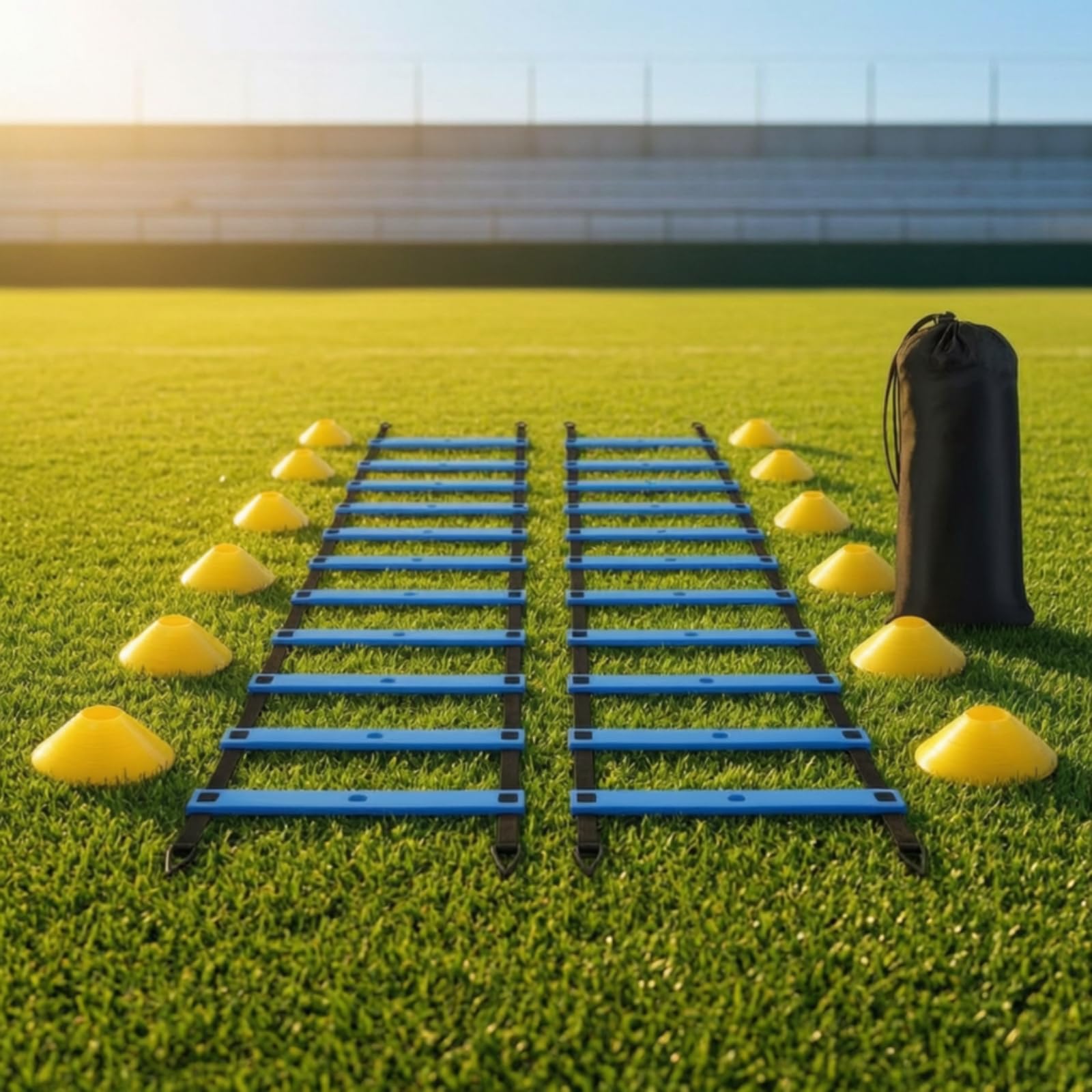 Di Agilità Portatile di Agilità con Coni Regolabile Attrezzatura per Atleti, Palestra, Giardino