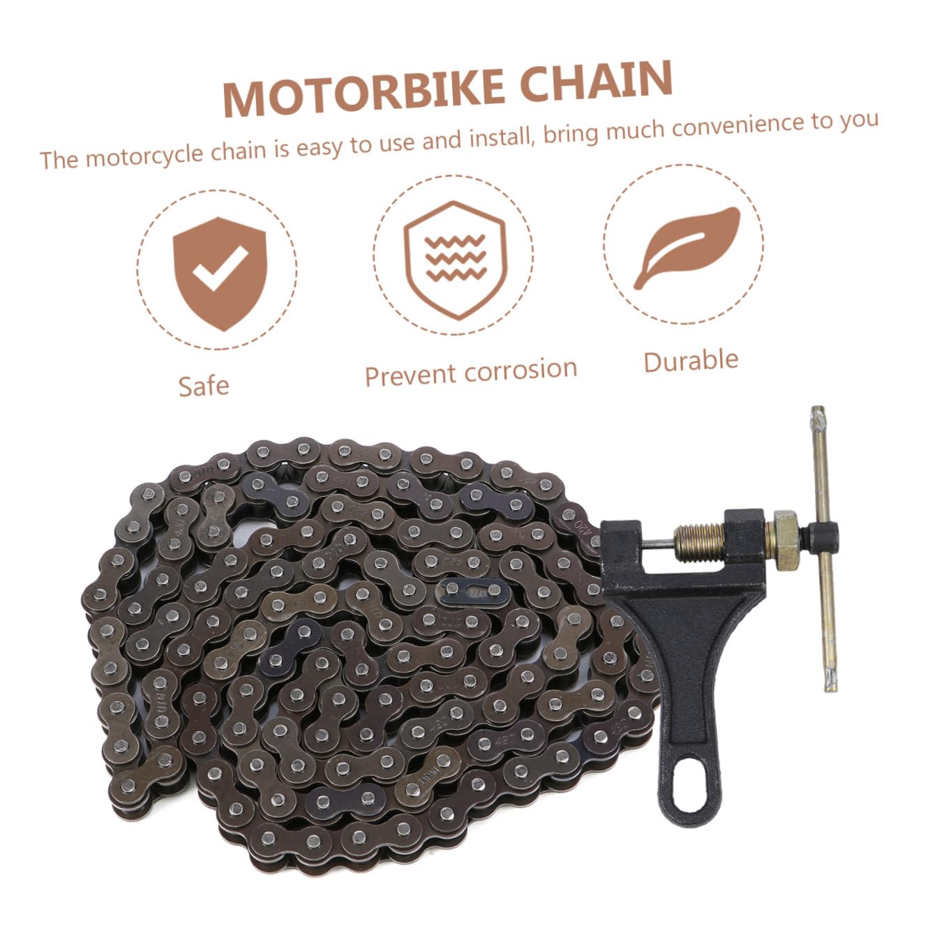 iplusmile Gliedrige Motorradkette Gliederkette mit Kettennieter für Offroad Robust und Rostgeschützt Einfach zu Montieren