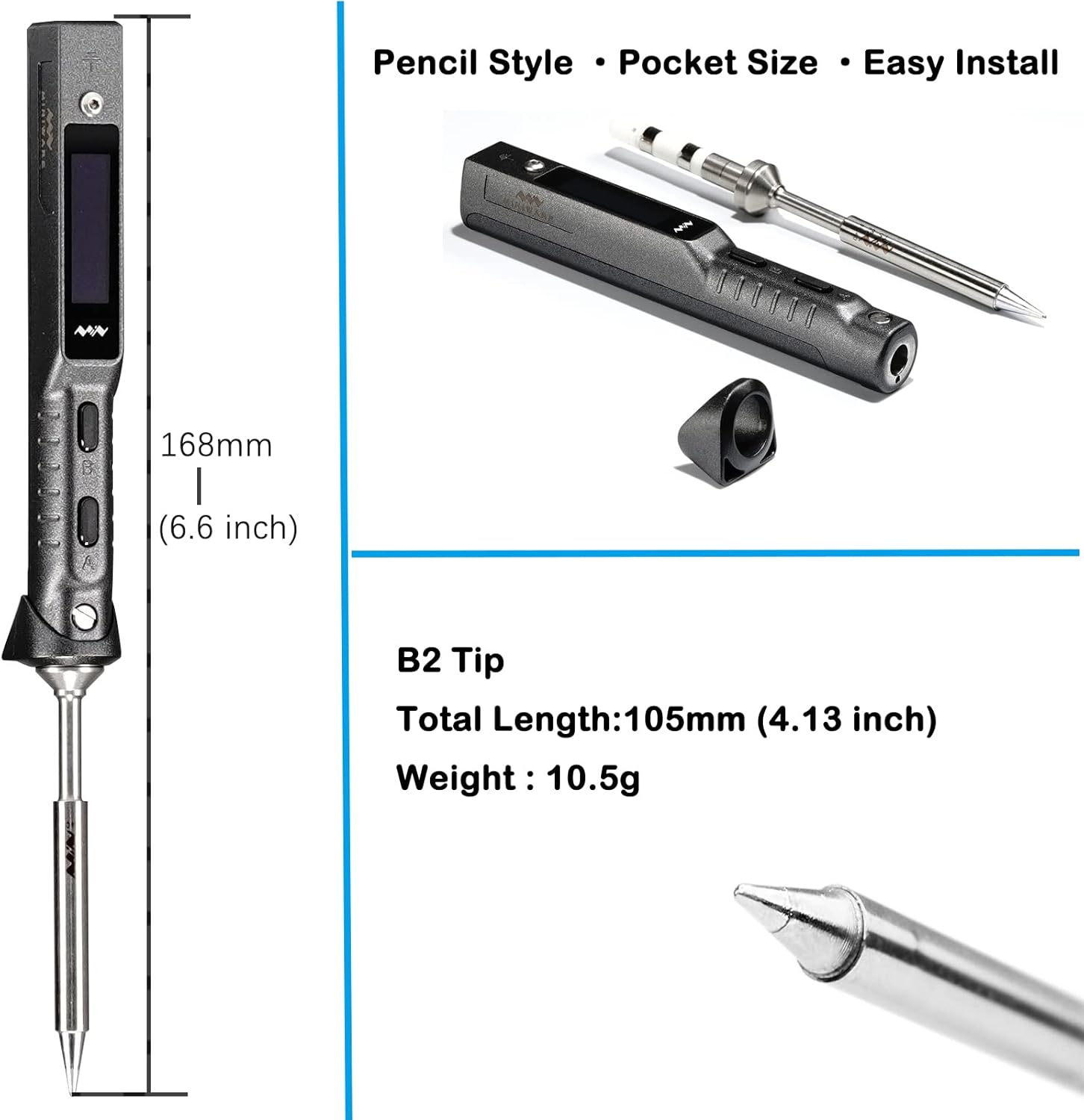 TS101 Soldering Iron Kit TS100 Upgraded PD DC Programmable Mini Portable Fast Heat Soldering Iron Station with B2 Tips Set