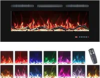 30" Lareiras Elétricas Inserts, Aquecedor De Lareira Embutido E Montado Na Parede Com Termostato, Chamas Multicoloridas, Temporizador, Log E Cristal, 750/1500W