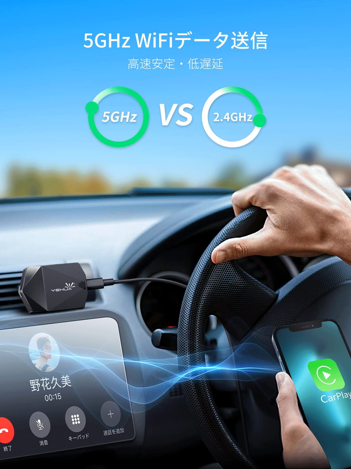 Amazon.co.jp: ワイヤレス CarPlay アダプター YEHUA 無線カープレイ