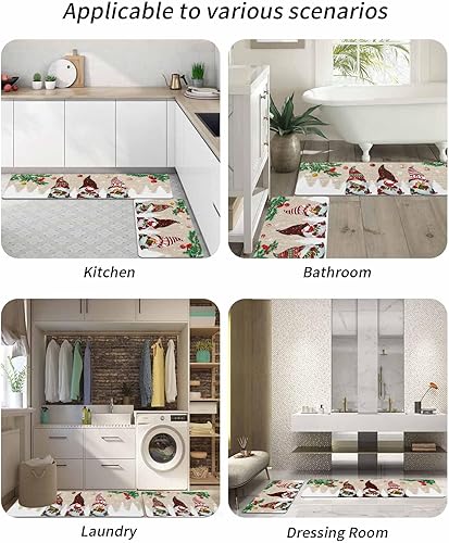 Miniatura 6 de Tapete de baño de Navidad para bañera, antideslizante, de secado rápido y absorbente, tierra de diatomeas, fregadero de cocina, lavable, gnomos de
