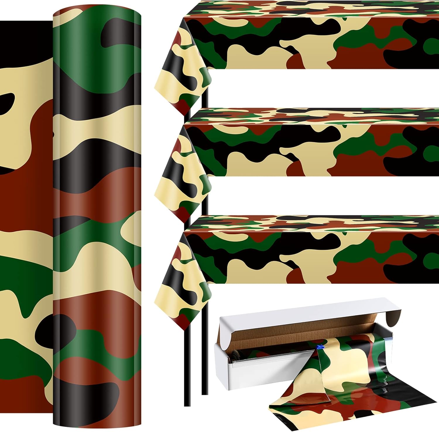Camouflage Tablecloth Roll 54 Inch x 100 ft Army Party