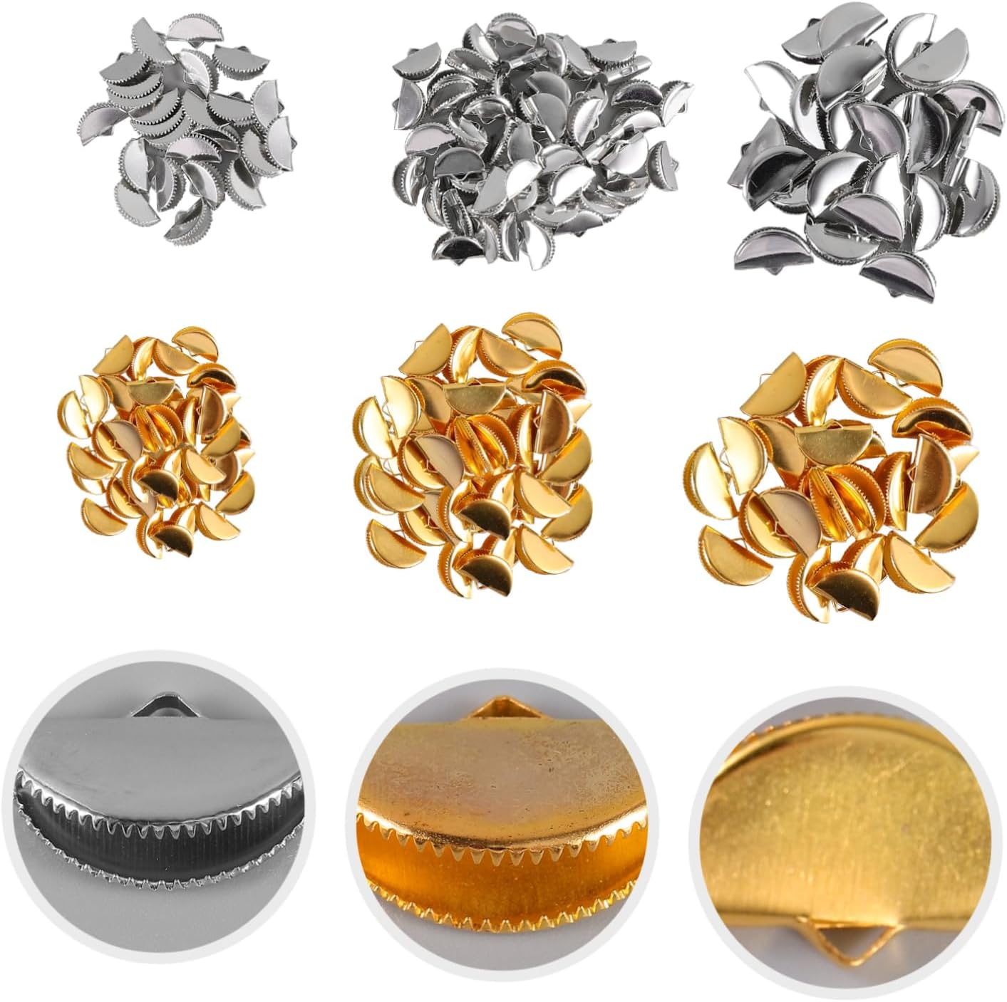 300pcs Crimp Cord Ends for Jewelry Making Craft Choker Anklets and Necklaces Half Round Pinch Clamps for Handmade Accessories