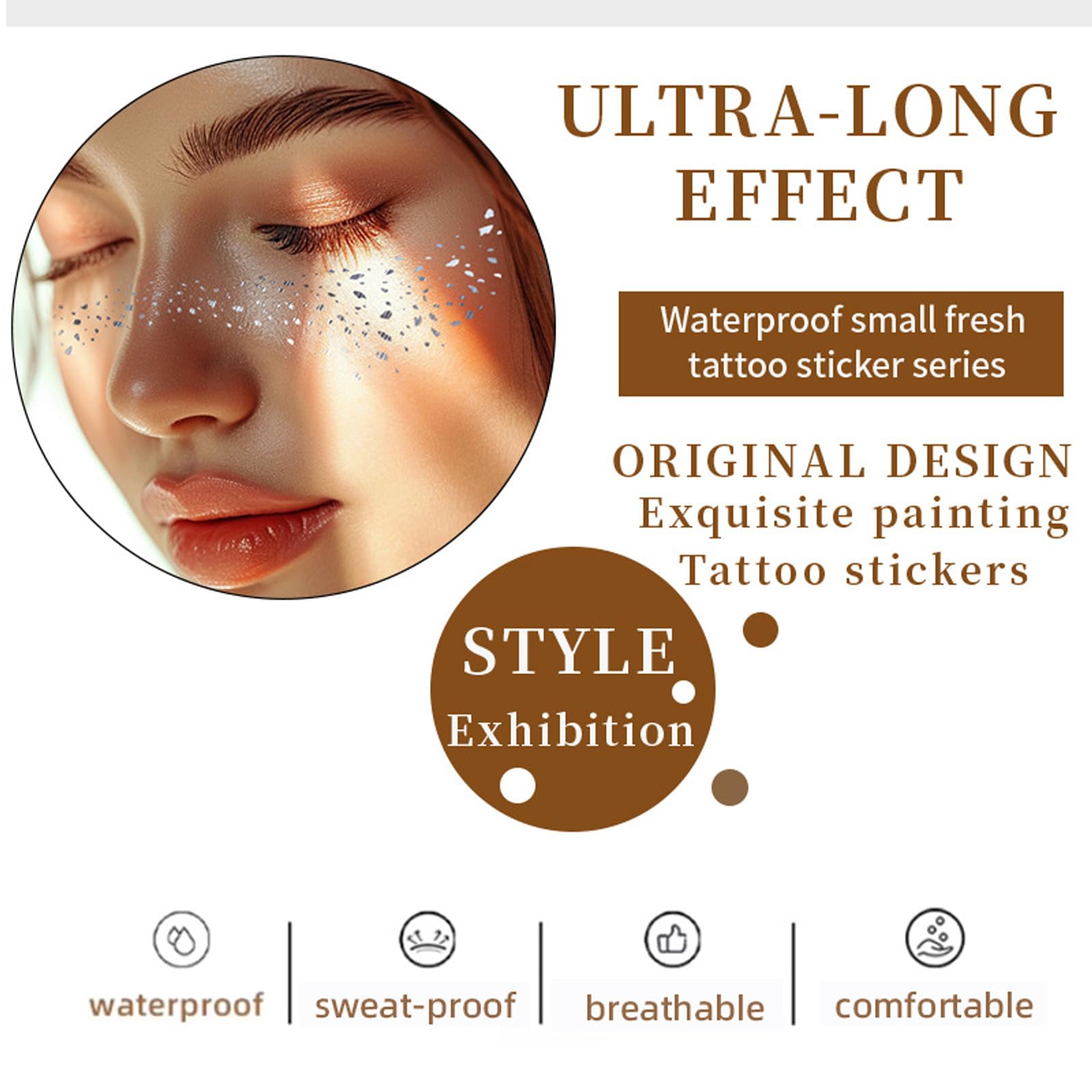 Xanthelle Glitter Freckles Tattoo, 16 Pieces Festival Glitter Tattoos for Face Holographic Freckles, Ideal for Festivals and Halloween - Image 3