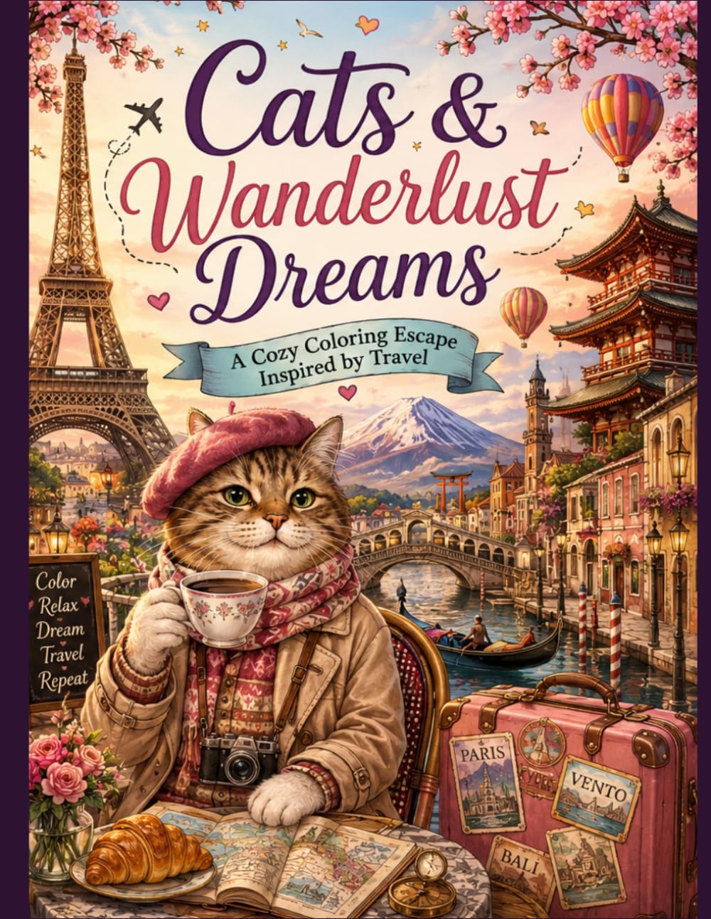 Cats & Wanderlust Dreams: A Cozy Coloring Escape Inspired by Travel
