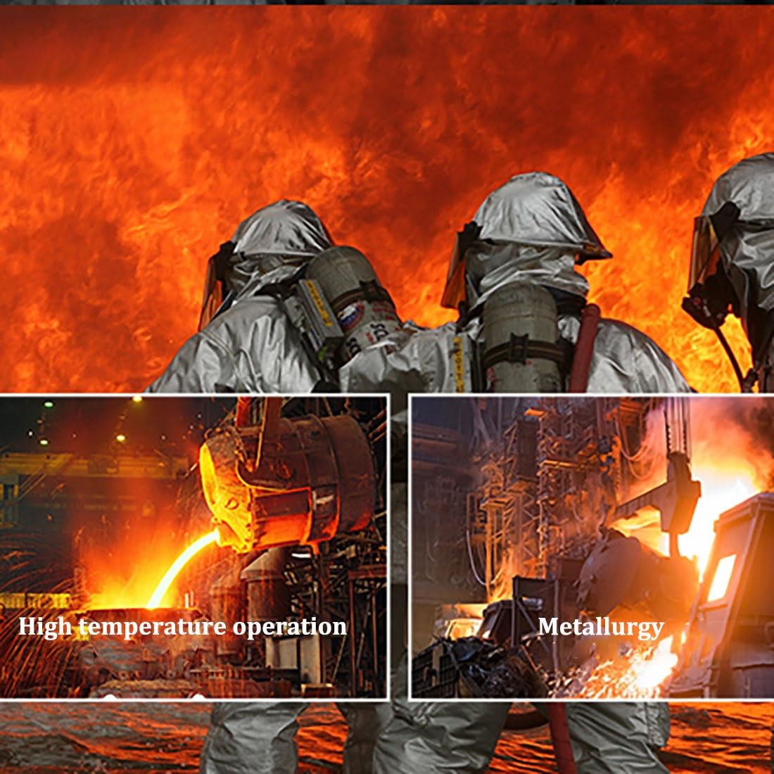 Traje ignífugo, Resistente a la radiación térmica de 500/1000 ℃, protección Corporal Completa, Ropa Resistente al Calor, Traje de Aluminio para Bomberos