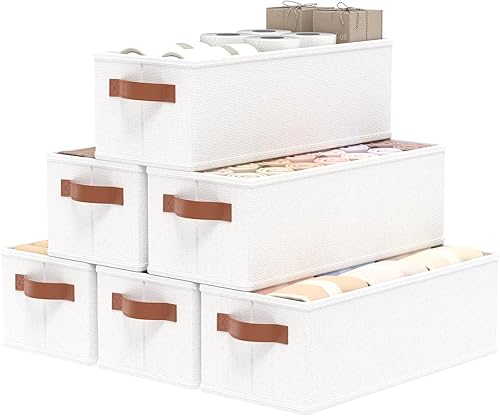 Miniatura 11 de OUTBROS Contenedores de almacenamiento, cestas de almacenamiento plegables para organizar, cajas de almacenamiento de tela con asas, para