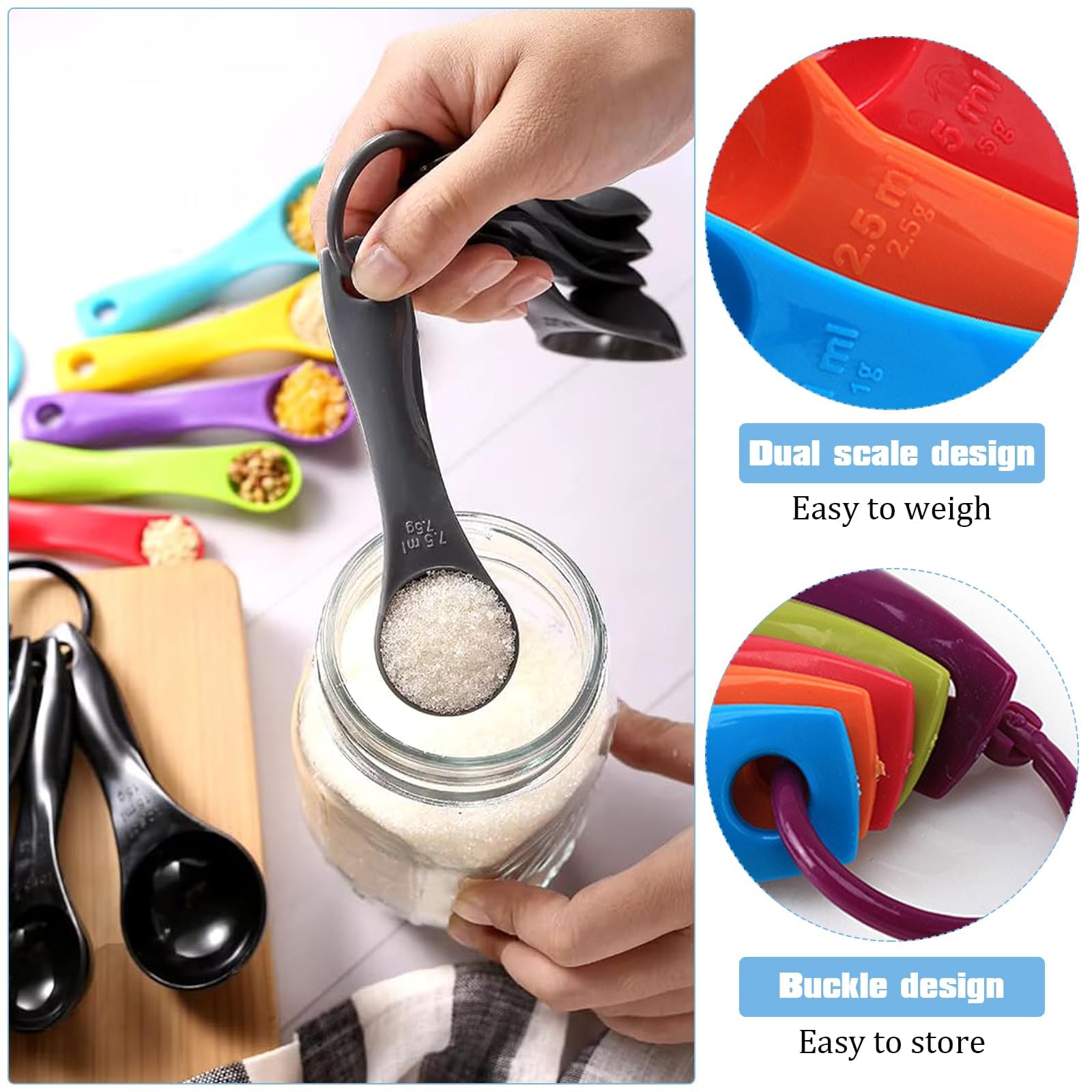 Ferizzia Messlöffel Set 10-teilig - Bunte Dosierlöffel Für Küche Backen Kochen