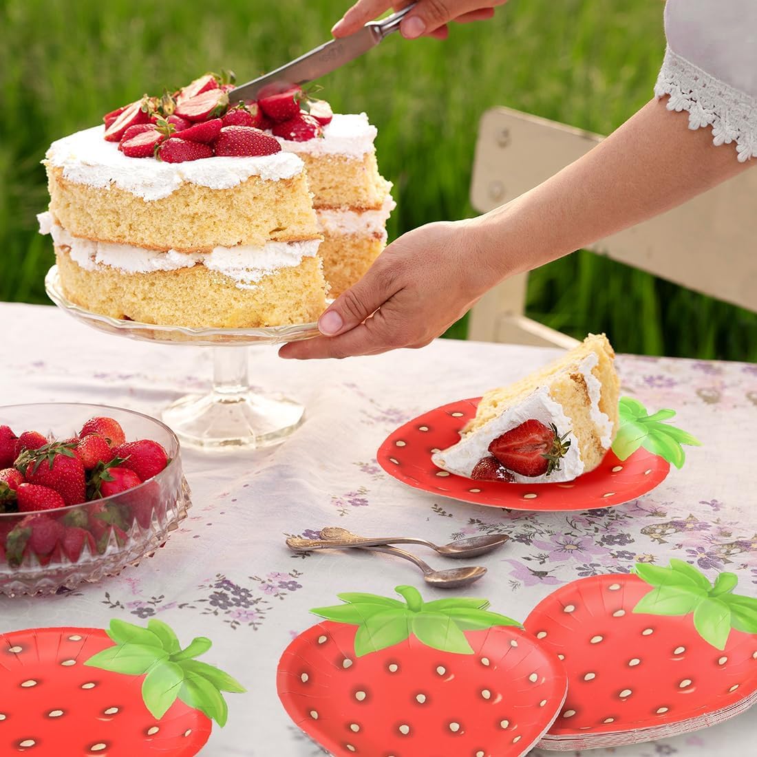Cheerland Strawberry Party Decorations Berry Garland with Paper Plates for Fruit Theme Birthday Baby Shower Summer Tropical Party Supplies
