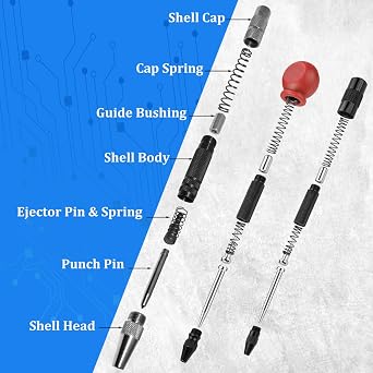 3PCS 6 and 5 Automatic Center Punch with 3PCS Replacement Tip