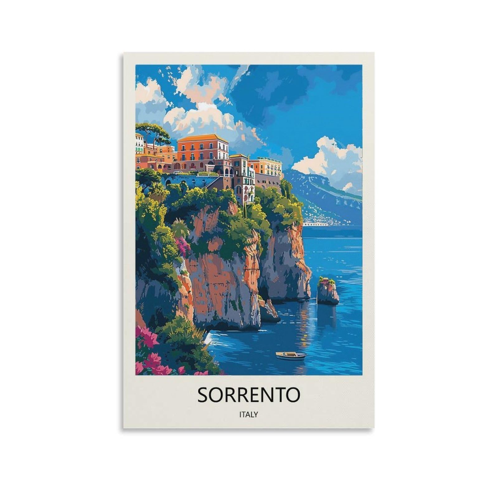Yjneng Unframe-1 Canvas Art Picture Sorrento Italy Wall Decor Art Painting Posters Modern Family Decorative Poster 16X24inch(40X60cm)