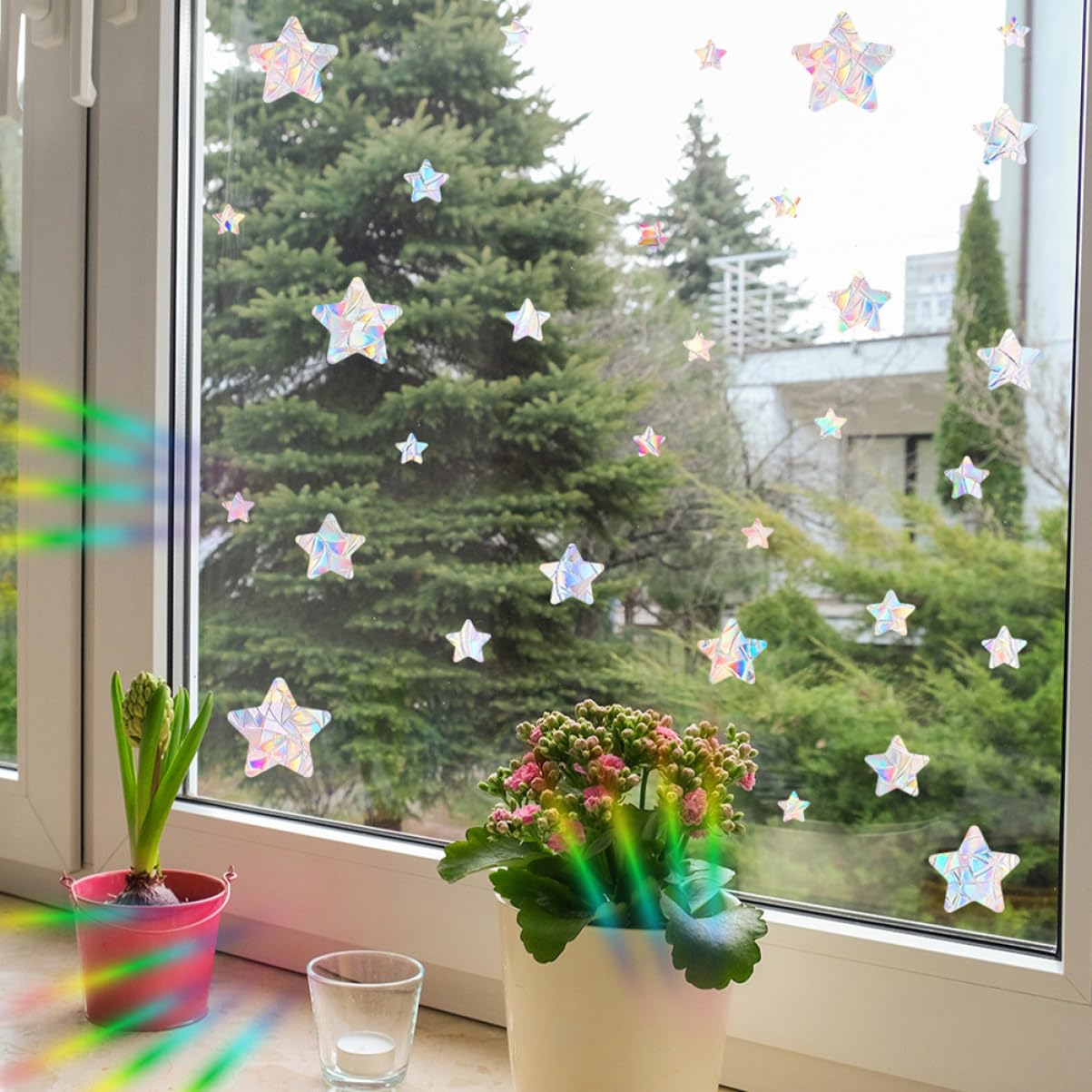PRETYZOOM 10juegos Pegatinas Adhesivas De Estrellas Para Ventanas Decorativas y Anticolisión De Para Captar Luz Solar y Proteger Aves Para Hogar y Oficina