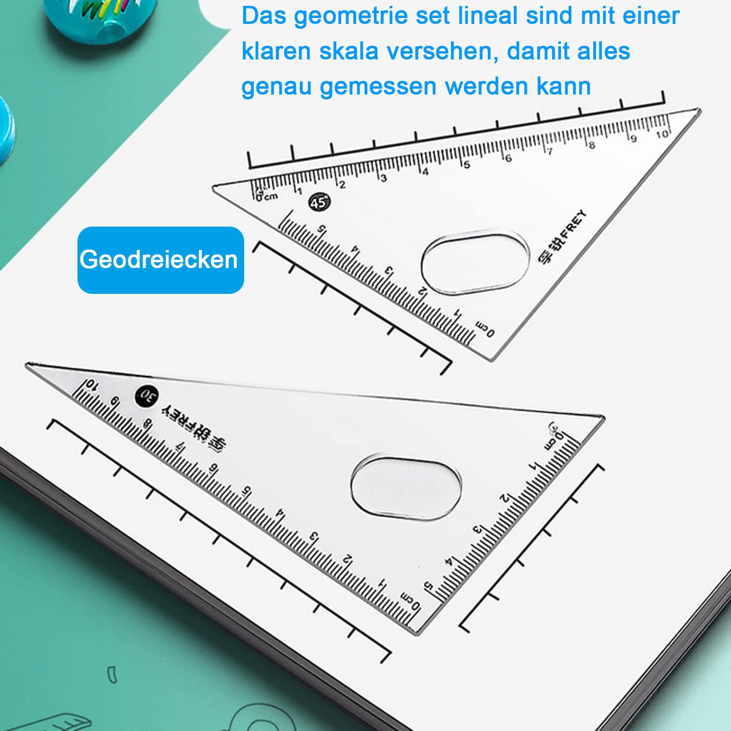 Math Protractor Set 3d Protractor | 8Pcs Double-Sided Opening Geometry Sets Maths Sets For ...
