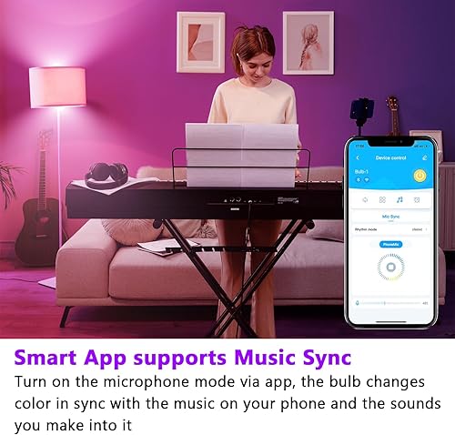 Miniatura 6 de dalattin Bombilla LED inteligente A19 con WiFi y Bluetooth, RGBC W bombilla que cambia de color, compatible con Alexa y Google Assistant, no