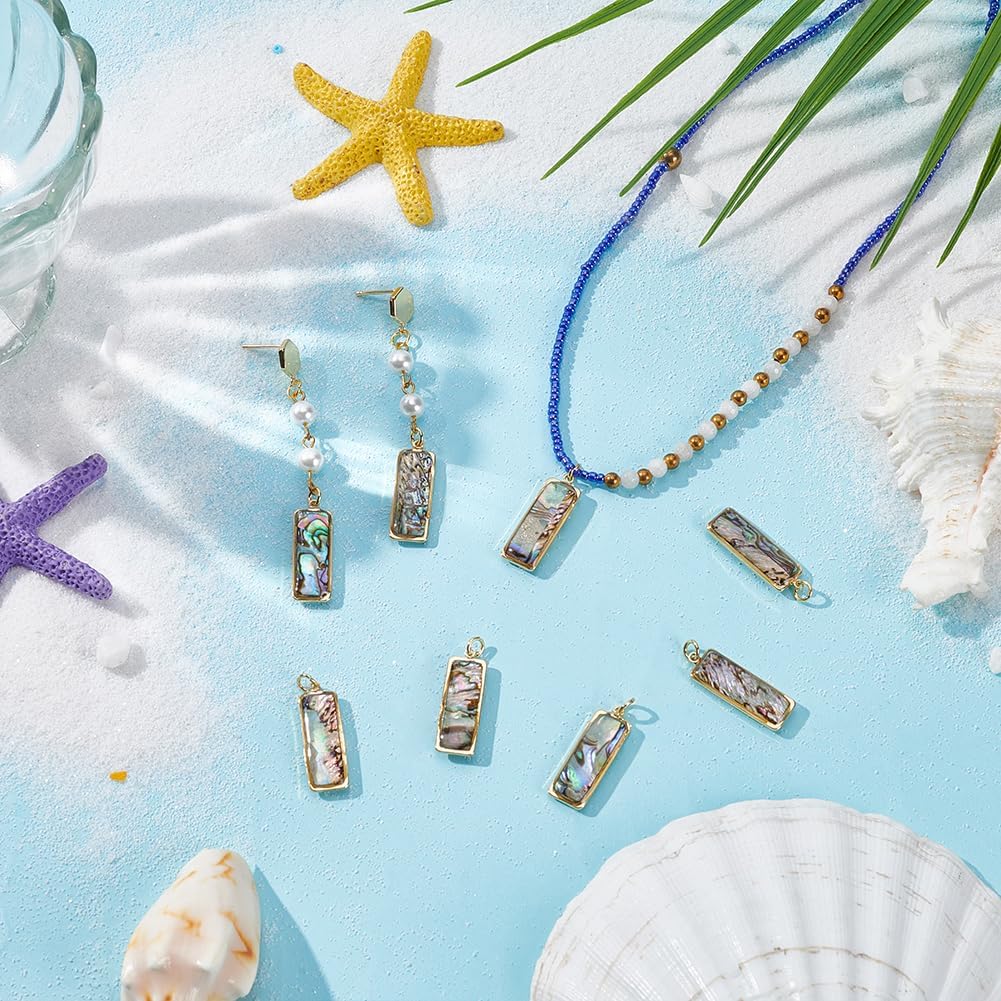 UNICRAFTALE 8Pcs Abalone Shell Charms Paua Shell Pendant Rectangle Charms Natural Pearl Pendants Pearl Loose Beads Charm for Jewelry Making Necklace Bracelet DIY - Image 2