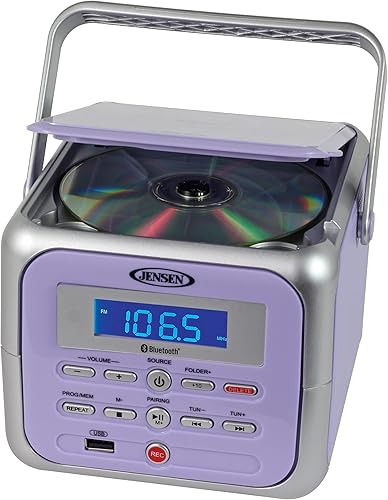 Miniatura 3 de Jensen CD-660 Reproductor de CD estéreo portátil Boombox con Bluetooth  Radio FM  USB  Entrada auxiliar y conector de auriculares  Reproducción de