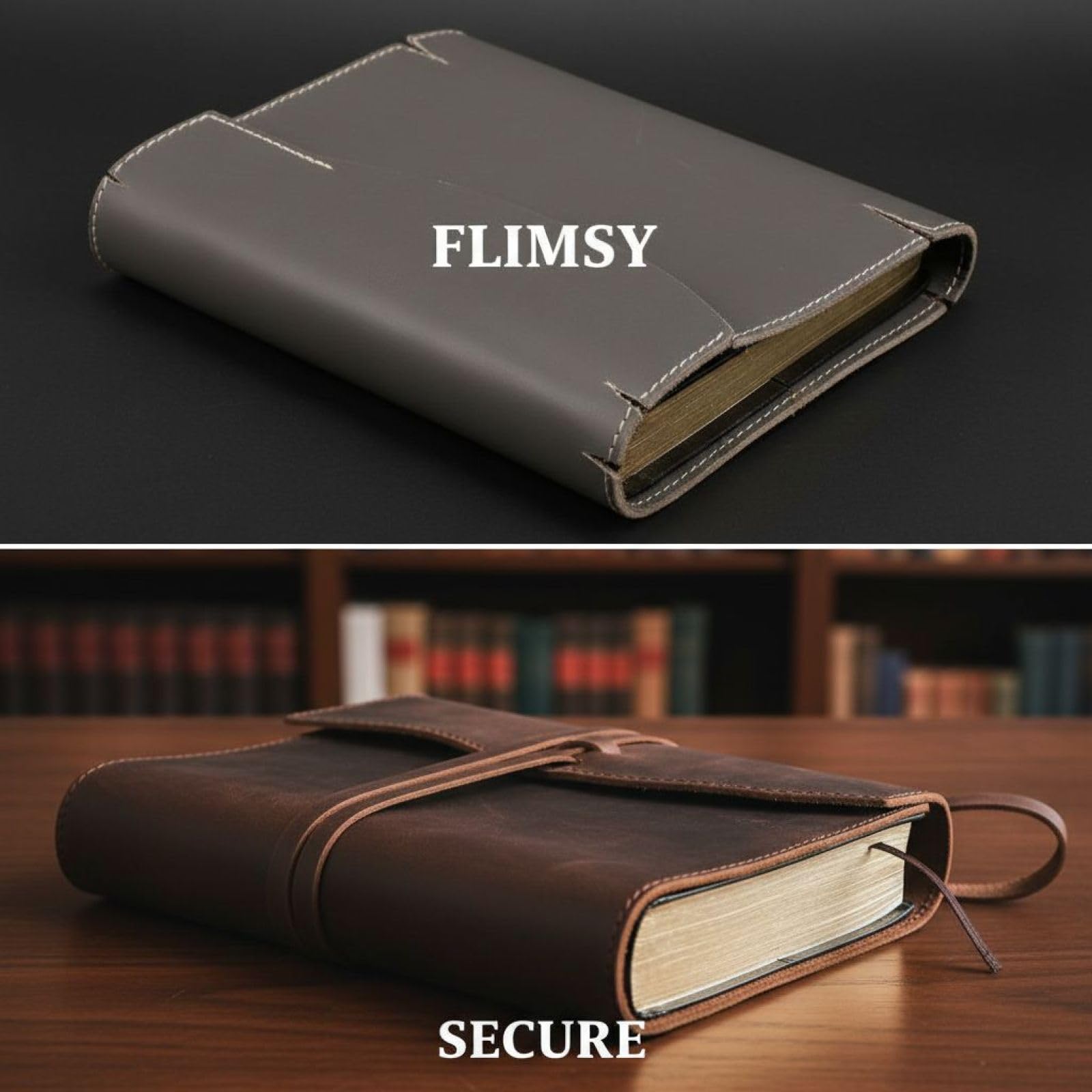 Copertina per bibbie in vera pelle, formato A5, color caffè, chiusura di facile accesso, chiusura a cintura, finitura artigianale, regalo per lettori di bibbie, adatta per libri A5