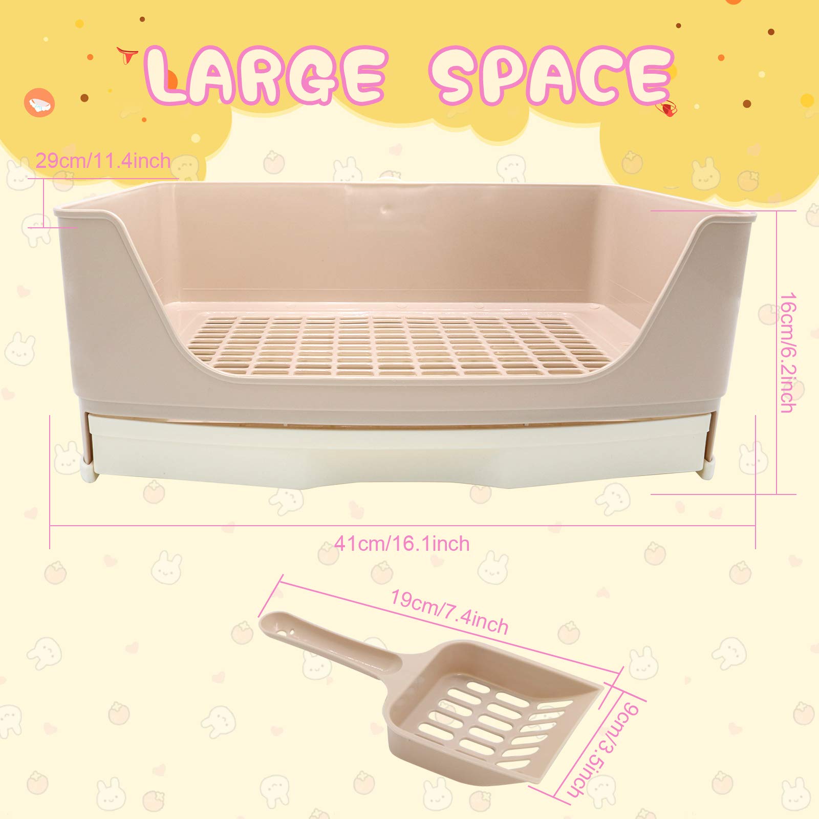 BWOGUE Large Rabbit Litter Box with Drawer,Potty Trainer Corner Toilet