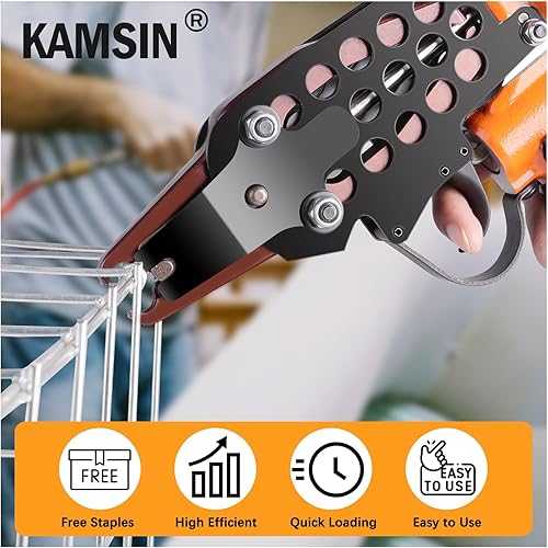 Miniatura 2 de Kamsin K-SC7E - Kit de pistola neumática de anillo de cerdo de punta larga de calibre 15, grapas de anillo C de 0.79 pulgadas con 1000 grapas