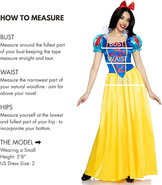 Leg Avenue Womens Classic Snow White Set Family Friend Full Length Princess Dress