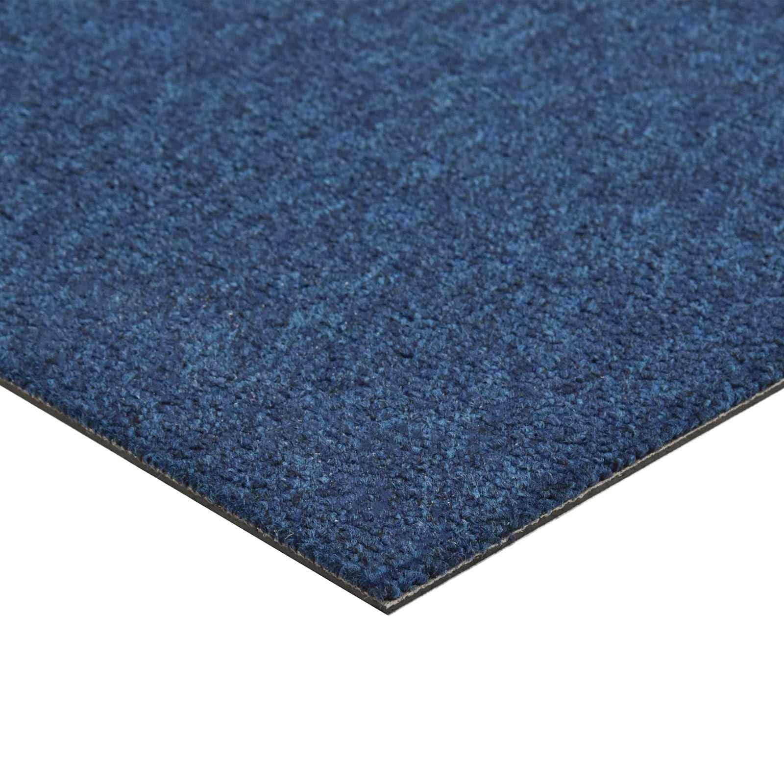 Juego de 20 baldosas de moqueta de 50 x 50 cm, de polipropileno, modulares para interiores, color azul oscuro, fáciles de limpiar, para salón y oficina