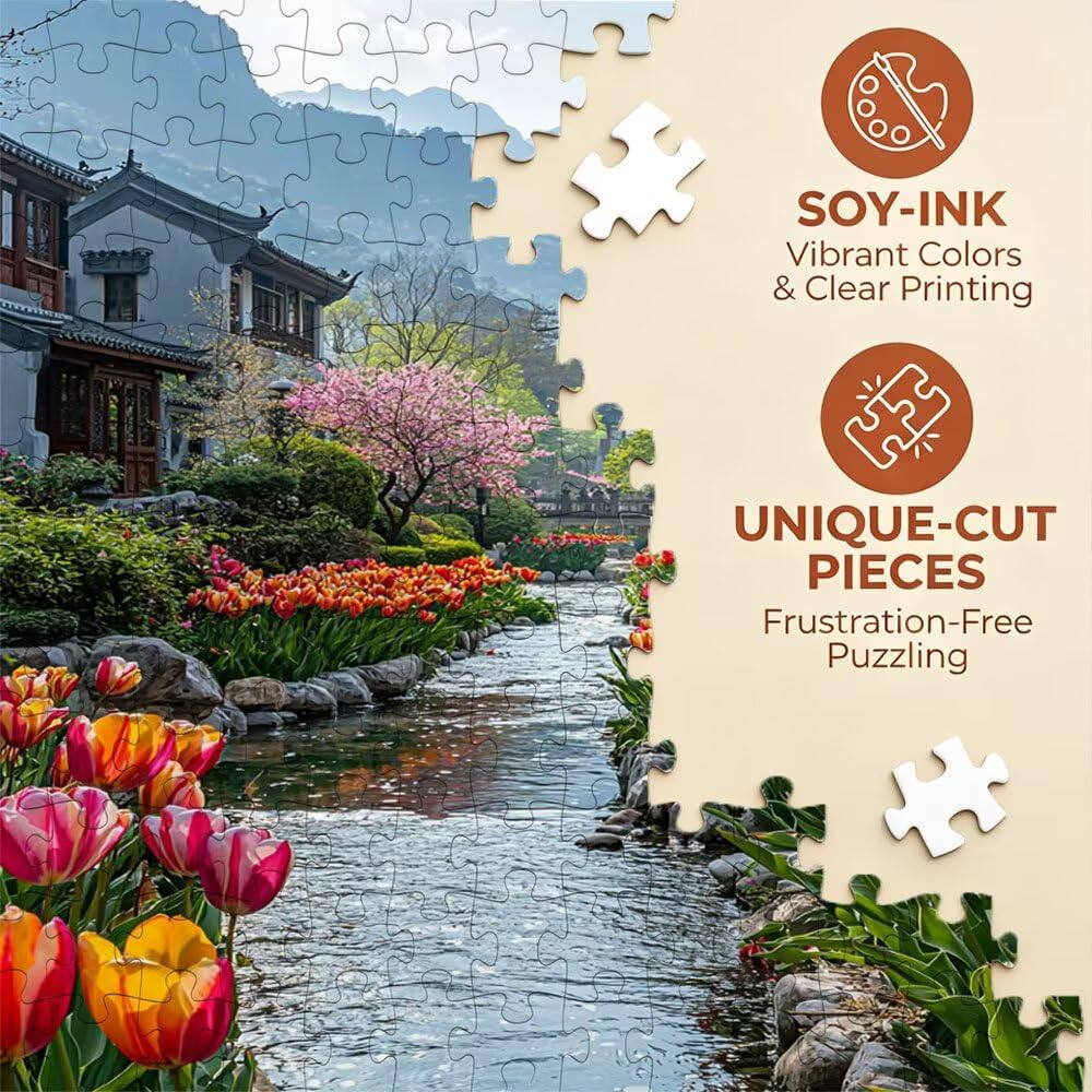 Puzzle 6000 sztuk, kwiatowe puzzle ogrodowe dla dorosłych 6000, drewniane puzzle, klasyczne gry edukacyjne, niemożliwe wyzwanie, rodzina gier, kreatywny prezent DX0YL1-413