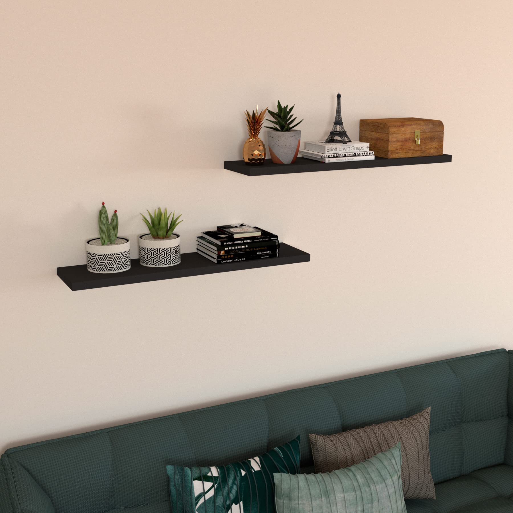 Henor Balda Pared 50 x 20 x 2.5 cm. Estante Pared Madera Herraje Totalmente Oculto Carga Soporta hasta 25Kg Blanco — view 11