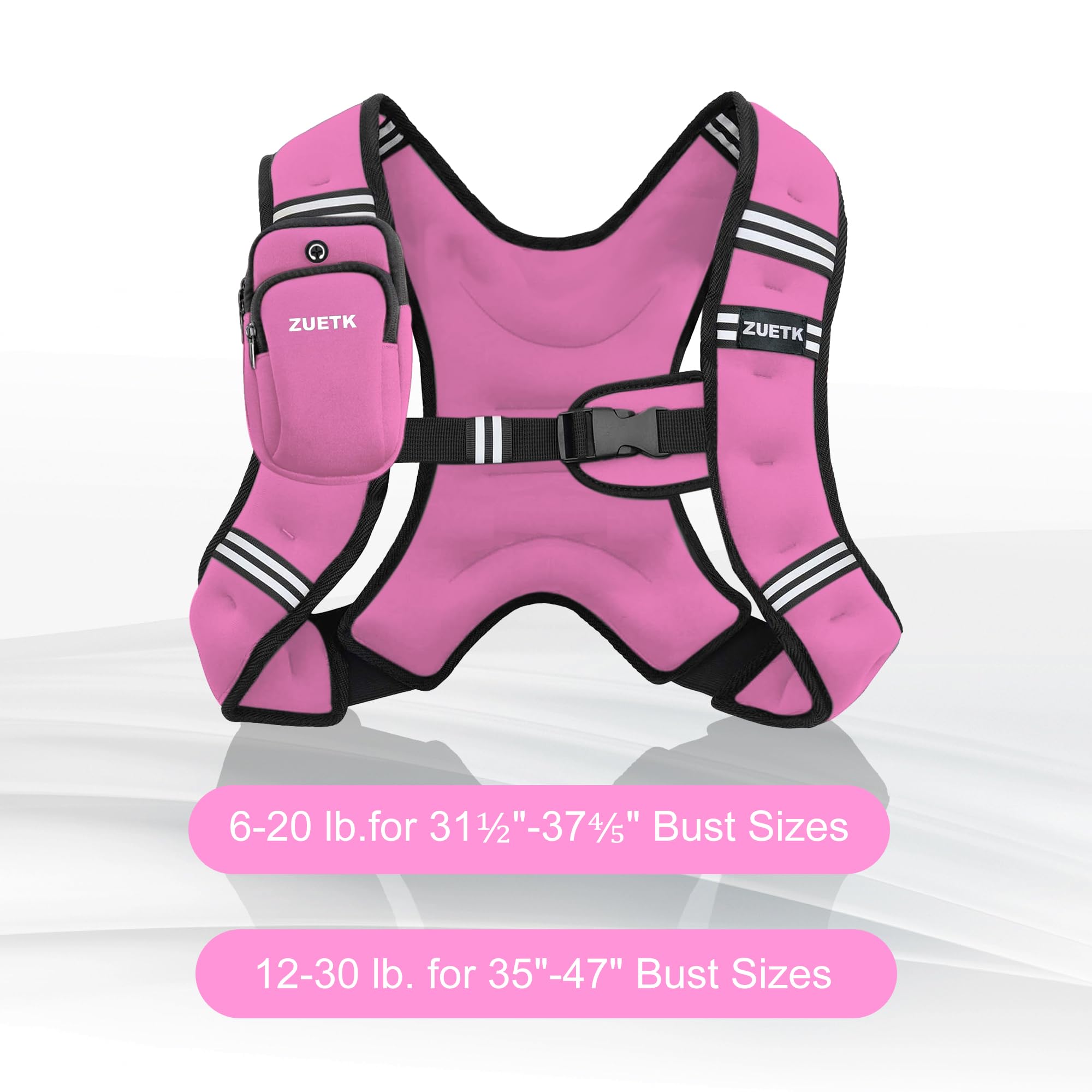 Weighted Vest, 6lb/8lb/12lb/16lb/20lb/25lb/30lb Weight Vest with Reflective Stripe, Weighted Vest for Men Women Workout Equipment for Strength Training, Running, Jogging, Fitness, Weight Loss