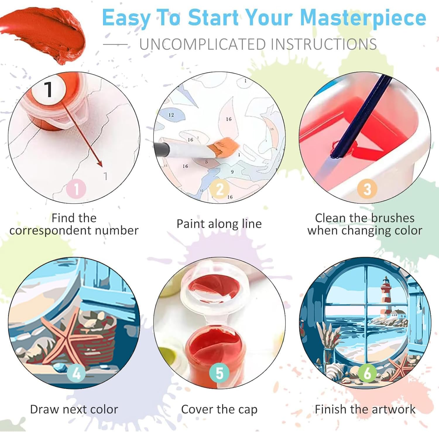 AIBOERL 6 Pack Paint by Numbers Kit for Adult Beginners, Disco Ball Themed Adult Paint by Numbers Kits on Canvas, DIY Acrylic and Oil Paint by Numbers for Easy Home Wall Decor, 12x16 inches (Unframed)