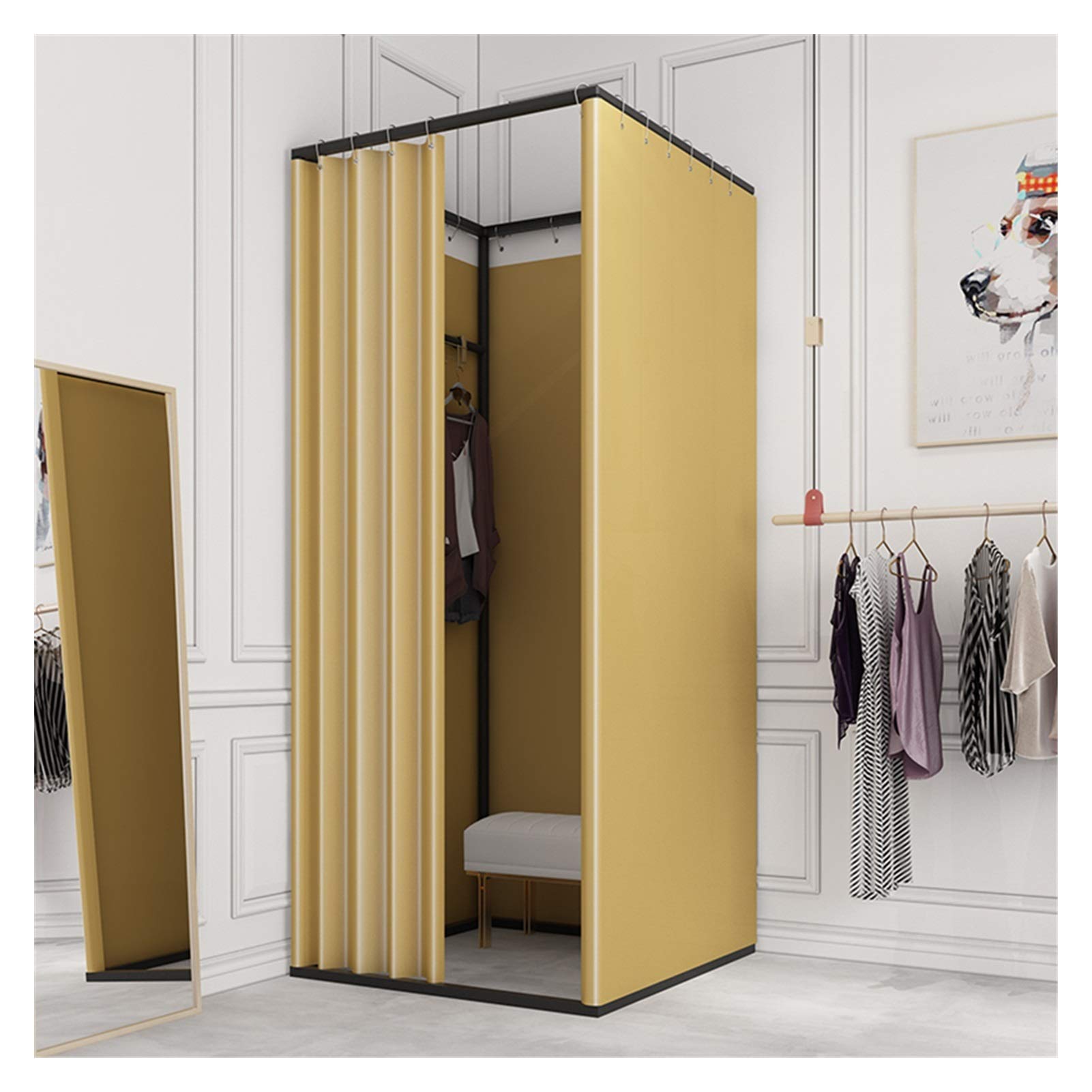 SIAMZYWV Dressing Room for BoutiquePrivacy Screen Portable Changing Room Divider with Shading Curtain Privacy Protection for Shopping Mall Clothing Store (Color : Yellow, Size : 85x85x200cm