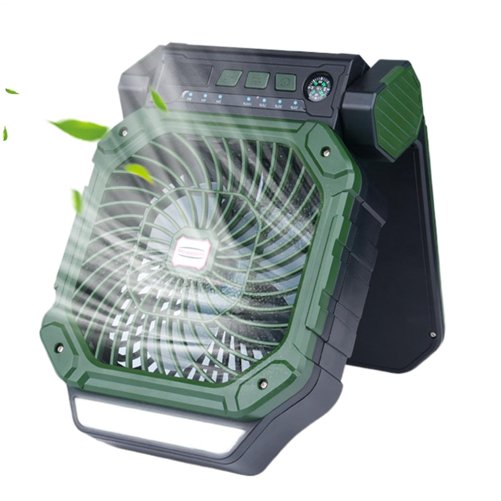 Genérico Ventilador Solar 4 Velocidades, Portátil, Luz LED y Enfriamiento