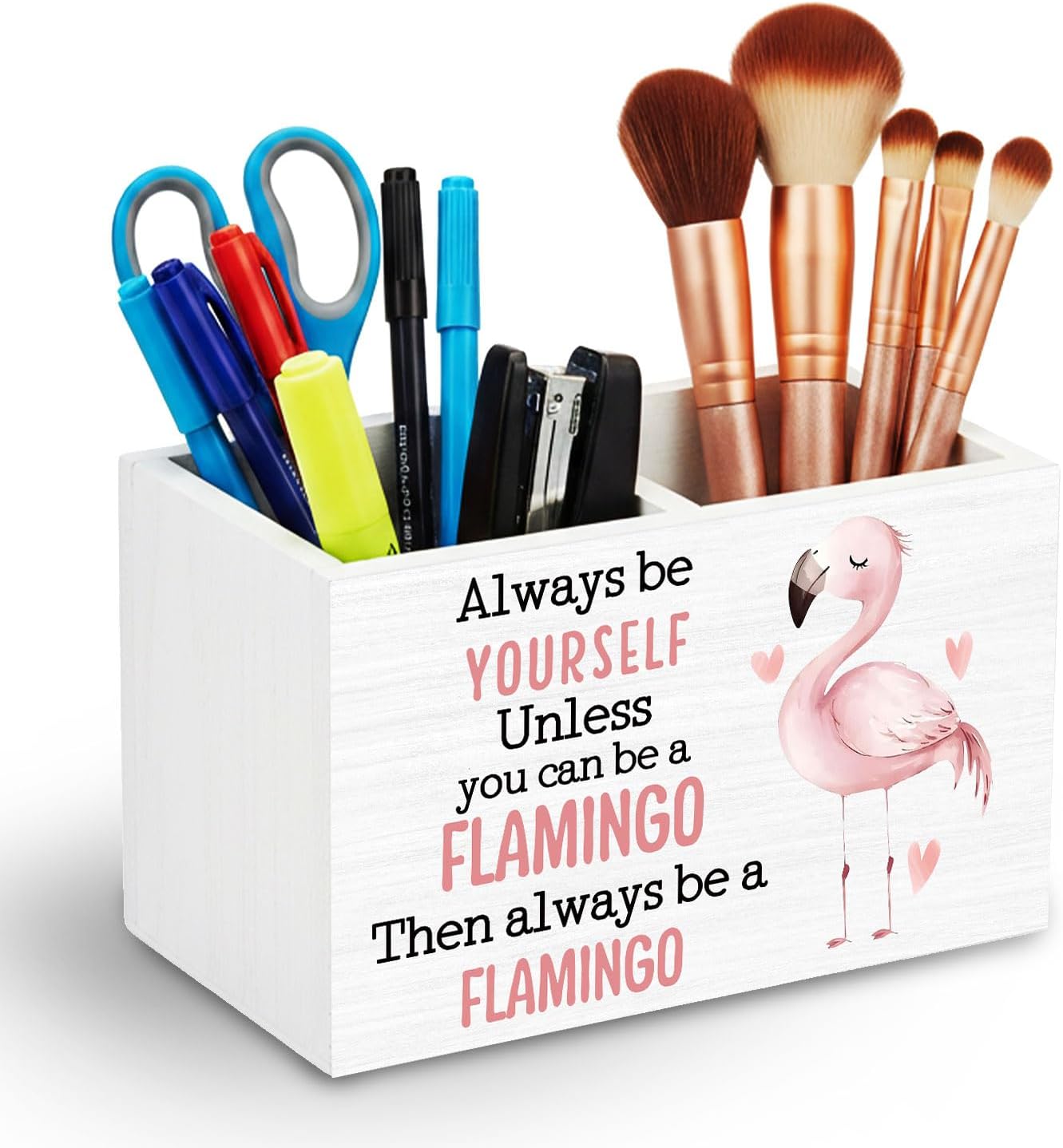 Flamingo Motivational Pen Holder Desk Organizer