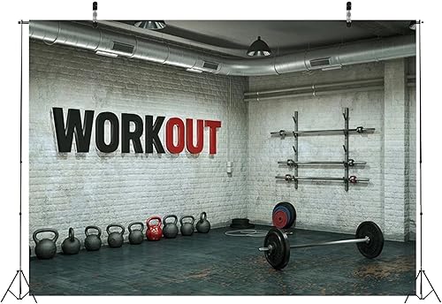 Miniatura 7 de CORFOTO Telón de fondo de tela de 7 x 5 pies para gimnasio, fotografía, sala de fitness, barra de pared de ladrillo blanco, barra de musculación,