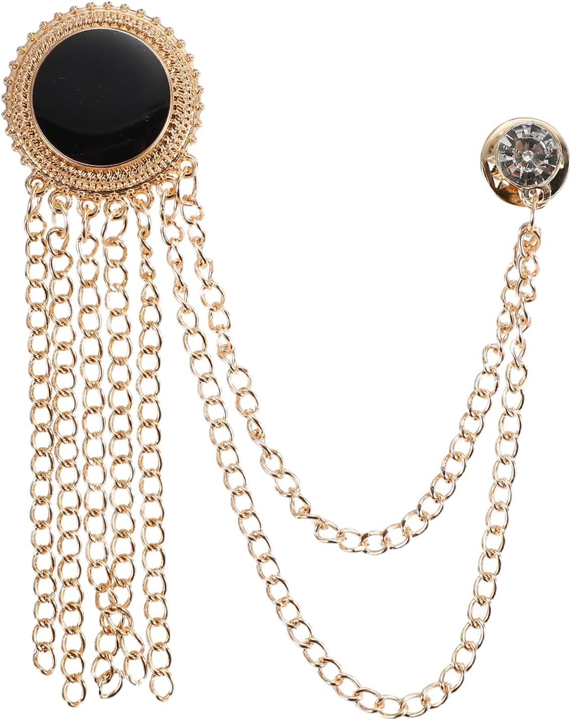 PATIKIL Gem Chain Brooch Pins, Hanging Chain Brooch Suit Pin Tassel Chain Crystal Badge Lapel Collar Pins for Men Shirts
