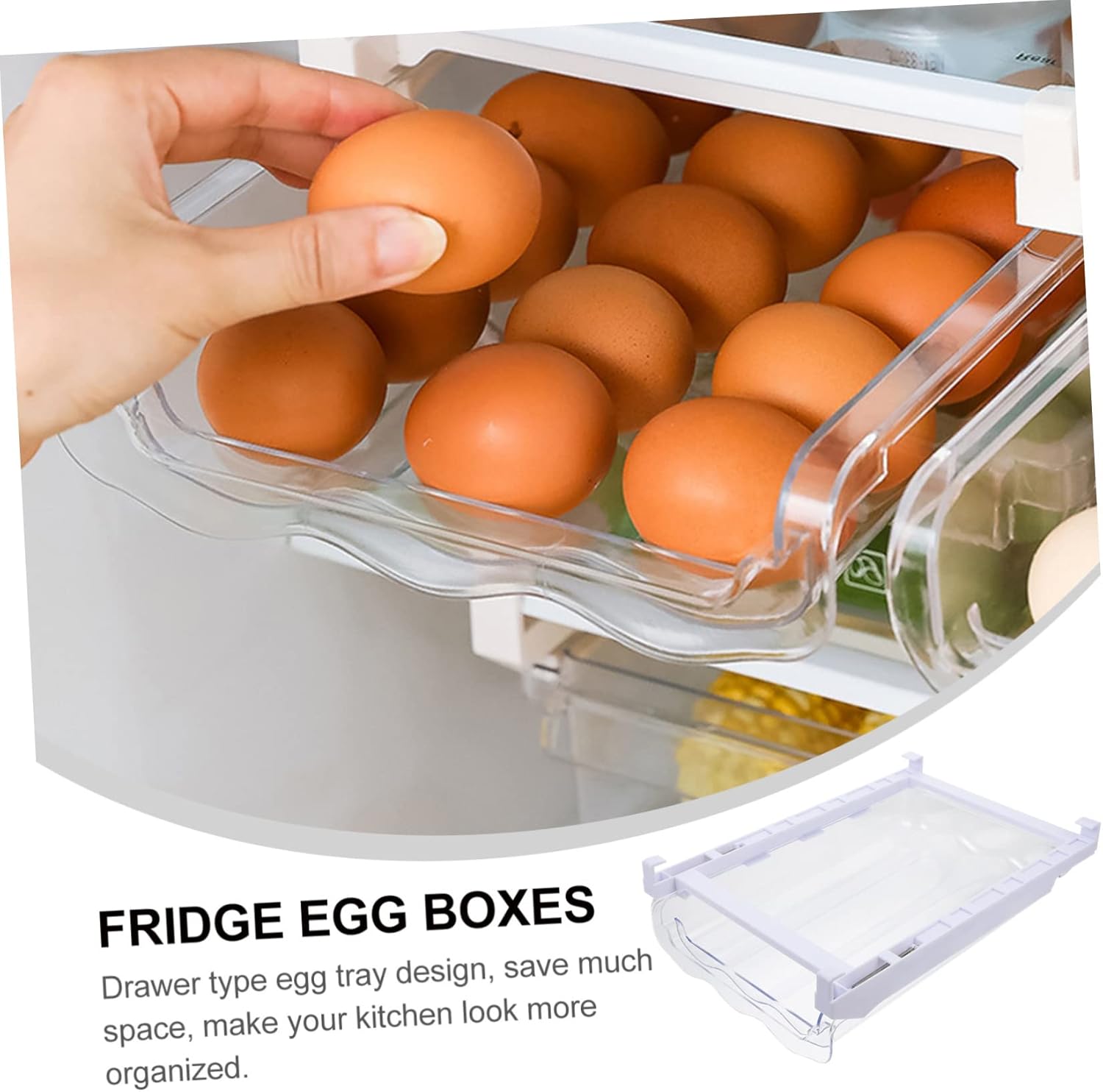 jojofuny Egg Storage Box Refrigerator Egg Organizer Bin with Space Saving Design Easy Clean Material for Fridge Freezer Pantry and Kitchen Cabinets Holds Eggs