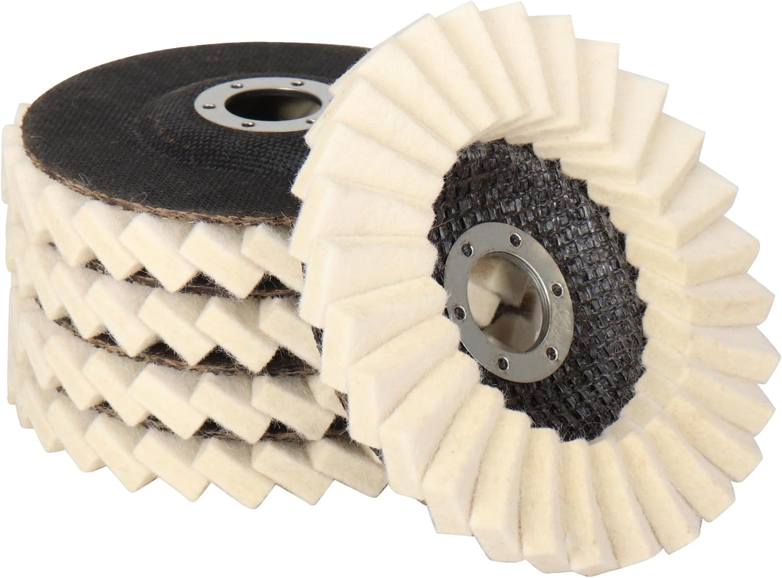 NuoDunco 5 Inch Wool Flap Disc Abrasives Buffing Polishing Wheel for Angle Grinder Aluminum Metal Mirror Polishing Scratch Removal