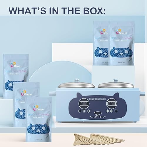 Miniatura 3 de Calentador de cera para depilación de doble cera, calentador de cera profesional con kits de encerado, color azul