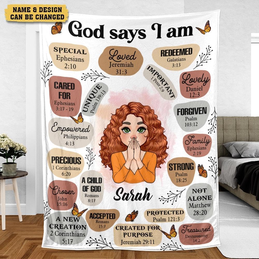 Personalized Blanket God Says I Am Meaningful Birthday Gifts, Inspirational Gifts, Positive Thinking Daily Affirmation, Mental Health Gifts for Women, Religious Gifts Bible Verse Christian Gifts