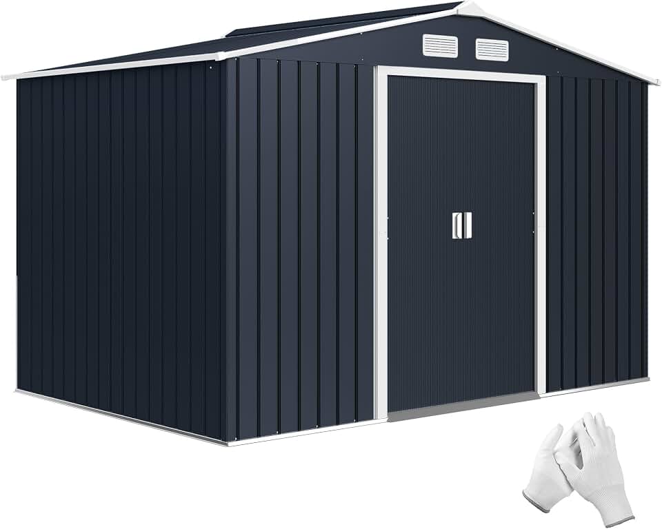 9' x 6' Outdoor Storage Shed Metal Garden Tool Shed with Foundation Kit