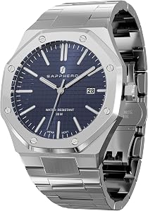 SAPPHERO Watches for Men Waterproof Men's Watch Stainless Steel Octagonal Date Quartz Fashion Clock Business Wristwatch Gift for Men Multiple Colors