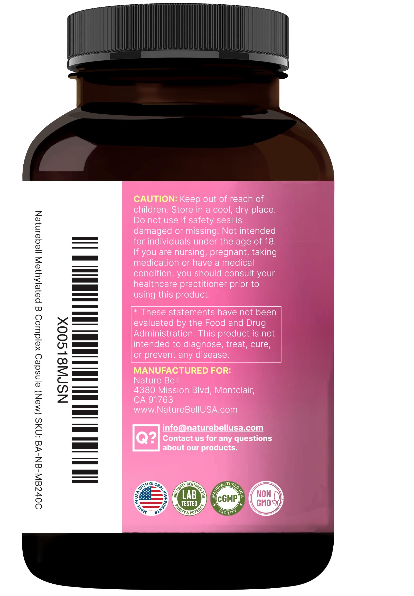 NatureBell Methylated B Complex Vitamins for Women, 240 Veggie Capsules — Amazon image 8